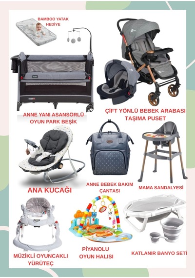 Turhanbebe Bebeğinizin Tüm İhtiyaçları Lüx Bebek Çeyiz Seti Gri