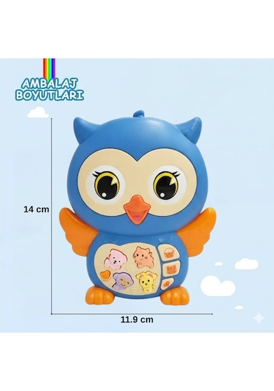 Sevimli Baykuş - Işıklı Sesli Müzikli Eğitici Bebek Oyuncağı Piyanousu 3 Mod & Hayvan Sesli