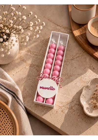 Mumelia Bubble Şamdan - Doğal Soya Kutulu Dekoratif Mum - 2'li - Pembe - 1 Kutu