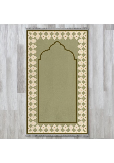 Evaşk Namazlık Dokuma Halı Kaymaz Muslumana Seccade80 x 130 Açık Yeşil EVASK802D80
