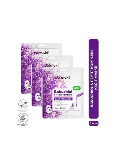 Dermokil Bakuchiol & Peptit Kompleks Kağıt Yüz Maskesi 20 Ml X 3 Adet