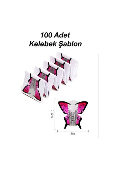 Kelebek Şablon Protez Tırnak Uzatma Şablon Jel Alt Form Şablonu 100adetkelebek