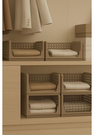 Mithra Life 3 Katlı Kayar Raf Organizer Dolap İçi Kıyafet Aksesuar Düzenleyici Bej 45x35 Cm Mıt1259 Diğer