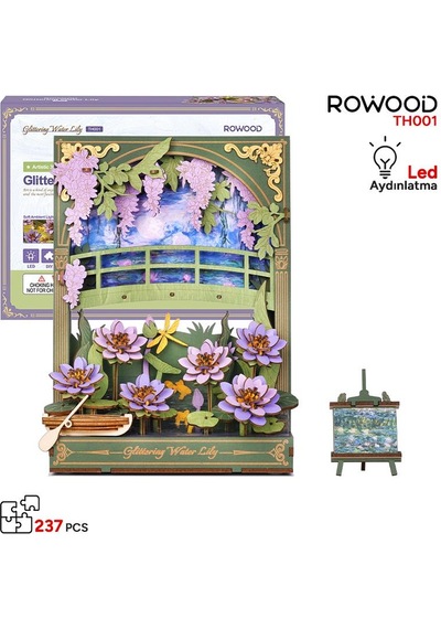 Rowood Th001 Nilüfer Çiçeği Glittering Water Lily Dıy Minyatür Maket Model Seti Ahşap 3d Wooden Puzzle 3d Model Kit Detaylı Dekoratif Hobi Seti Ahşap Maket