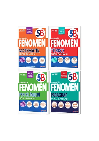 Fenomen Okul 2027 5. Sınıf Matematik + Türkçe + Fen + Paragraf B Serisi Soru Seti 4 Kitap Güncel Müfredat Maarif Model