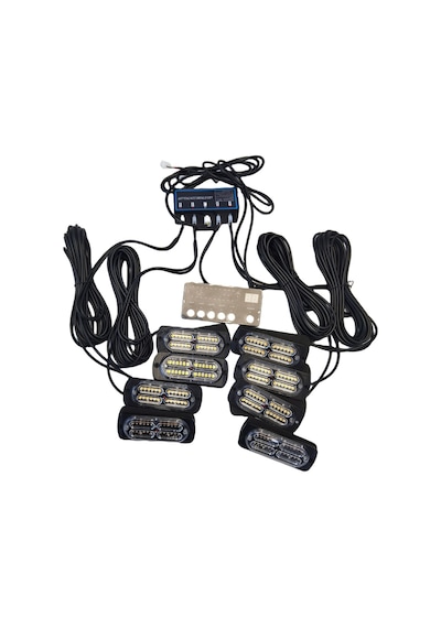 17 Fonksiyonlu Çakar Lamba 12-30v 24 Led 8 Adet Kırmızı Mavi Set