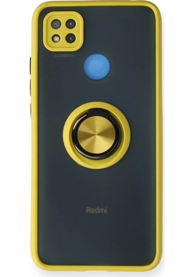 Newface Xiaomi Redmi 9c Kılıf Montreal Yüzüklü Silikon Kapak - Sarı