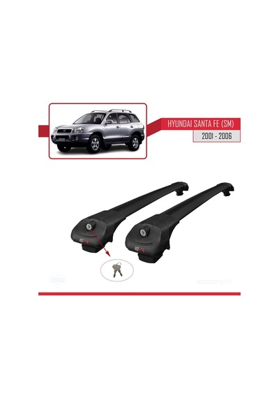 Hyundai Santa Fe Sm 2001-2006 Arası İle Uyumlu Ace-1 Ara Atkı Tavan Barı Siyah