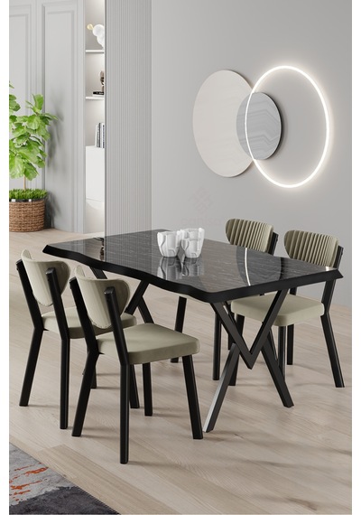 Canisa Akort Serisi Mdf Sabit 80x130 Siyah Mermer Desen Mutfak Masası Takımı 4 Krem Sandalye Masa Siyah Mermer Krem Sandalye Canisa Akort Serisi Mdf Sabit 80x130 Siyah Mermer Desen Mutfak Masası Takımı 4 Krem Sandalye Masa Siyah Mermer Krem Sandalye