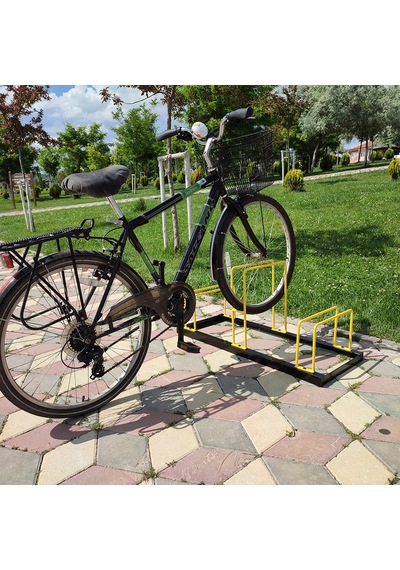 Bisiklet Park Yeri Bisiklet Bağlama Demiri 3'Lü Sarı - Siyah