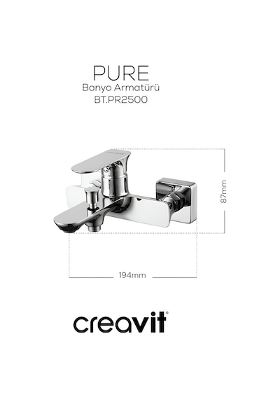 Creavit Pure Lavabo Banyo Eviye Bataryası 3'lü Set PR1500-PR2500-PR8501 Krom