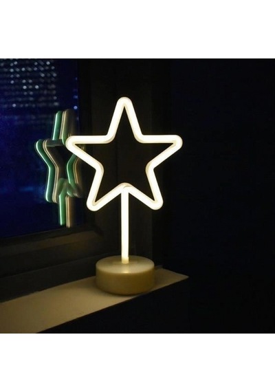 Yıldız Tasarımlı Neon Led Masa Ve Gece Lambası Dekoratif Işık Çok Renkli