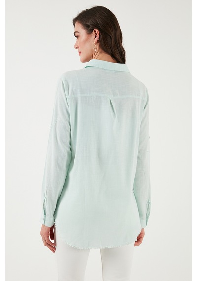 Lela Pamuklu Regular Fit Cepli Bayan Gömlek Cf25S16992 Mint