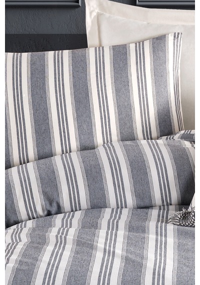 Eponj Home Sport Çizgili Nevresim Takımı Tek Kişilik Soft Line Antrasit Antrasit