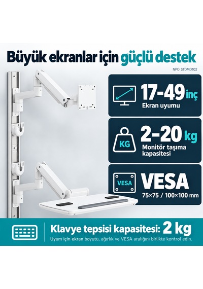 Npo Stdmd102 Ağır Hizmet Tipi Medikal/depo/market Duvara Monte Ayarlı Çalışma İstasyonu Npo Stdmd102 Ağır Hizmet Tipi Medikal/depo/market Duvara Monte Ayarlı Çalışma İstasyonu