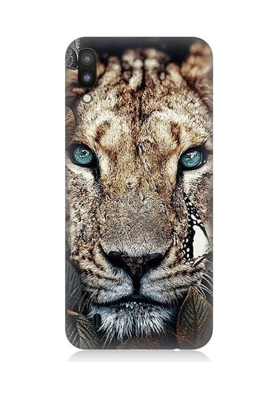 Samsung Galaxy M10 Uyumlu Mavi Gözlü Kaplan Desenli Silikon Kılıf