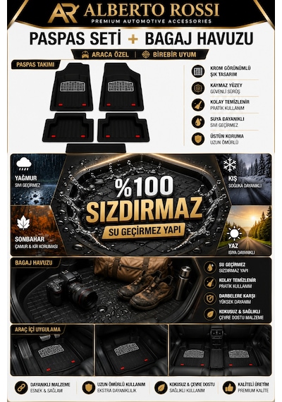 Kıa Ceed 2012+2018 Uyumlu Araca Özel 3d Bagaj Havuzu Ve Paspas Enerji Krom