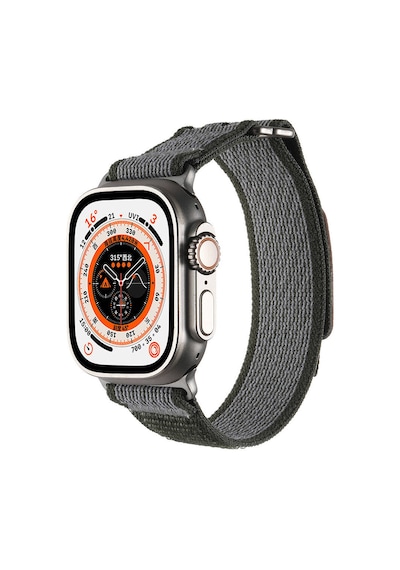 Apple Uyumlu Watch  Ultra 49mm Hasır Kordon Mkst Krd-106 Strap Kayış-siyah