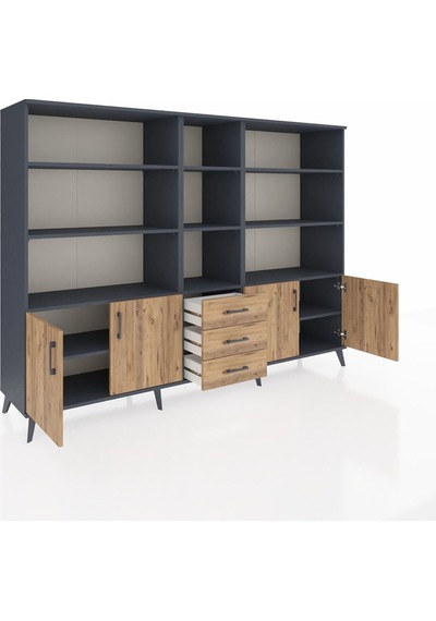 Hyperion Dolap 11 Raflı 3 Çekmeceli 4 Kapaklı 220x44x163 Antrasit-çam Atlas Çam - Antrasit Hyperion Dolap 11 Raflı 3 Çekmeceli 4 Kapaklı 220x44x163 Antrasit-çam Atlas Çam - Antrasit