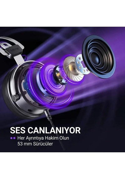 Fifine Ampligame H18v 7.1 Surround Open-back Oyuncu Kulaklığı