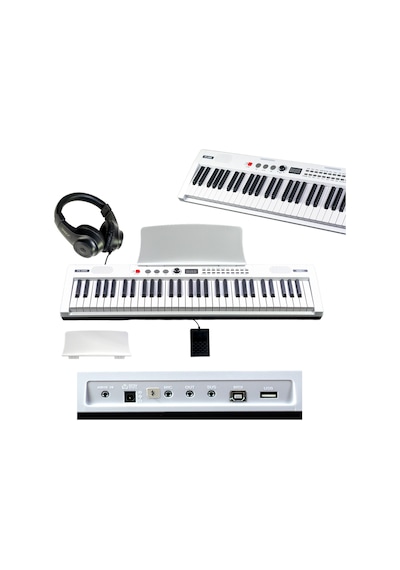 Midex PS4000WH-SET Tuş Hassasiyetli 61 Tuşlu Org Bluetooth USB Midi (Sustain Pedalı Çanta Kulaklık Stand METOD)