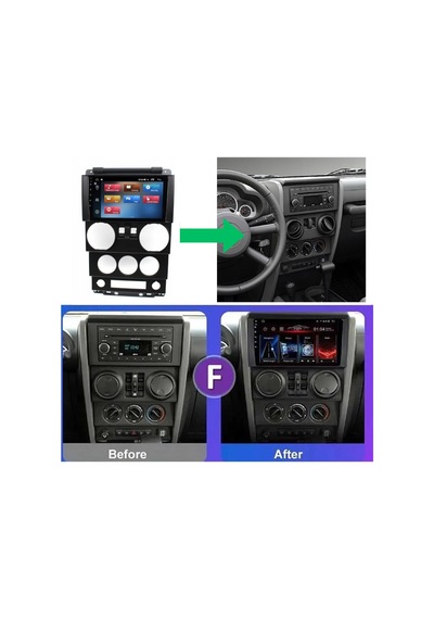 Jeep Wrangler Android Multimedya Sistemi 4-64 Cadence R18 2007-2010 Ön Kayıt Kamera  9"