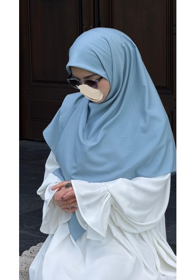 Qalortex Scarf Pamuklu Organik Modal Eşarp-bebe Mavi