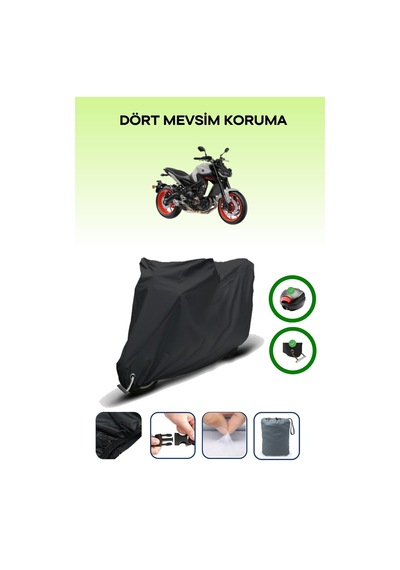 Siyah Arka Çanta Ve Kilit Uyumlu Yamaha Mt-09 Uyumlu Motor Brandası