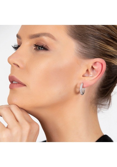 Gümüşhediyeal Starlight Diamond Zirkon Taşlı Maxi Halka Tasarım 925 Ayar Gümüş