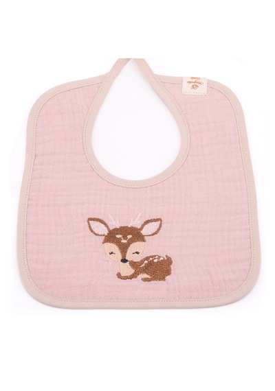 Magnolia Textile Ceylan Figürlü Müslin Bebek Önlüğü Açık Pembe