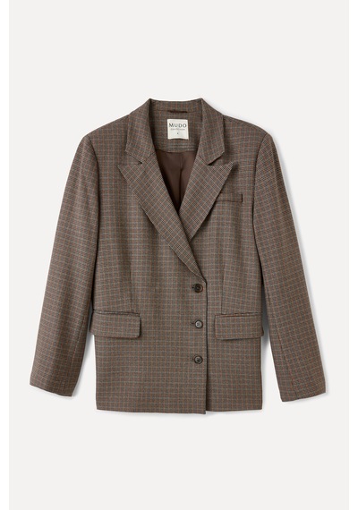Mudo Kadın Kadın Kahverengi Ekoseli Regular Fit Blazer Ceket 1263742