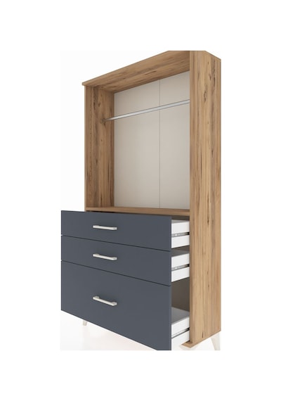 Arges Dolap Tek Raflı 3 Çekmeceli Tek Askılı 88x30x163 Çam-an... Çam