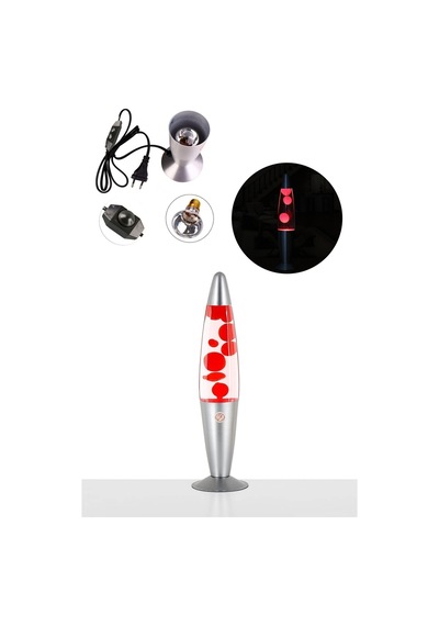 Dekoratif Lav Lamba - Lava Lamp Büyük Boy 41 Cm Kırmızı