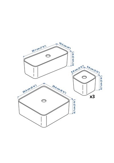 Ikea Vısslaån Kutu Seti , Gri, 5 Parça