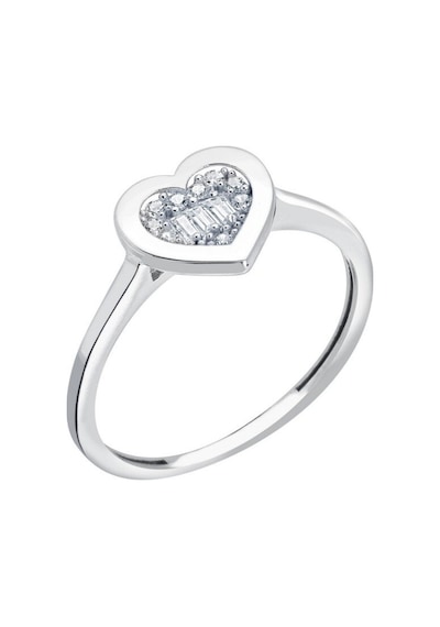 Diamond Line - Gülaylar - Beyaz Altın 8 Ayar Kalp Yüzük (530008017)