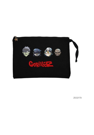 Zepplin Giyim Gorillaz Cartoon - 2 Siyah Clutch Astarlı Cüzdan / El Çantası