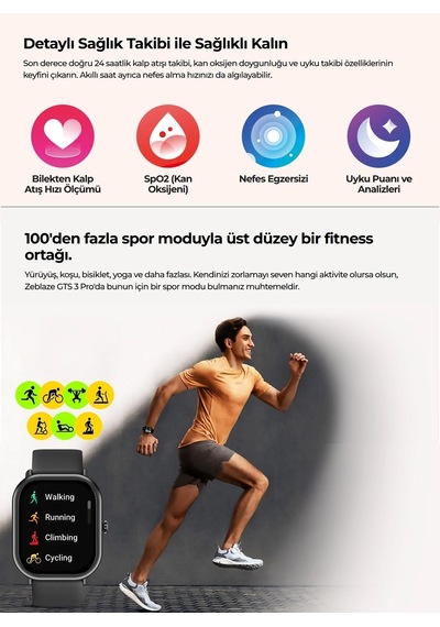 Zeblaze Gts 3 Pro Akıllı Saat (Zeblaze Türkiye Garantili)