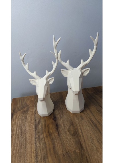 2 Li Set Geyik Figürlü Modern Dekoratif Hediyelik Biblo Kemik Beyazı 22cm/19cm Gizzstore Home