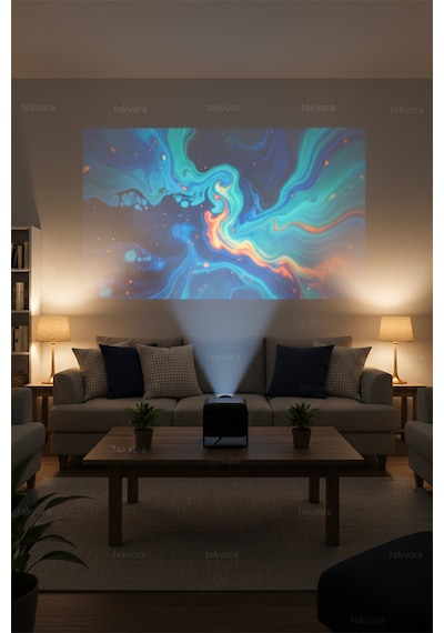 Mini Akıllı Led Projeksiyon Kablosuz Ekran Yansıtma Hdmı & Usb Taşınabilir Sinema Deneyimi