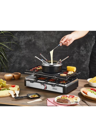 Zilan ZLN8856 1400 W Raclette & Izgara Makinesi 8 Kişilk Raclette Fondü Set