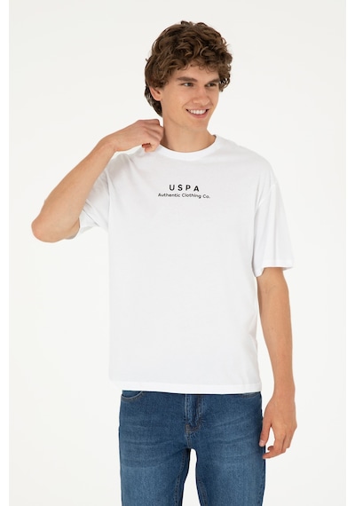 U.S. Polo Assn. Erkek Comfort Fit Bisiklet Yaka Beyaz Tişört 50294322-VR013