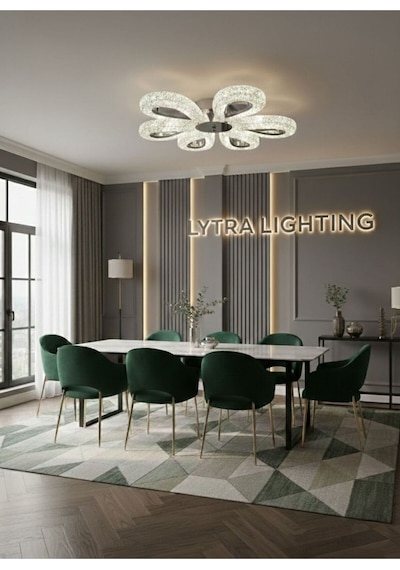 Damla Model 6 "lı Gümüş 3 Renk Modu Ledli Modern Tavana Sıfır Salon Mutfak Yatak Odası Led Avize Altın