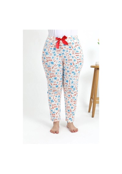 Mtm My The Mall Kadın Pamuklu Büyük Beden Alt Pijama Ekru Ekru