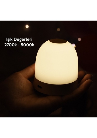 Kablosuz Wireless Şarj Cihazı+Gece Lambası-Beyaz