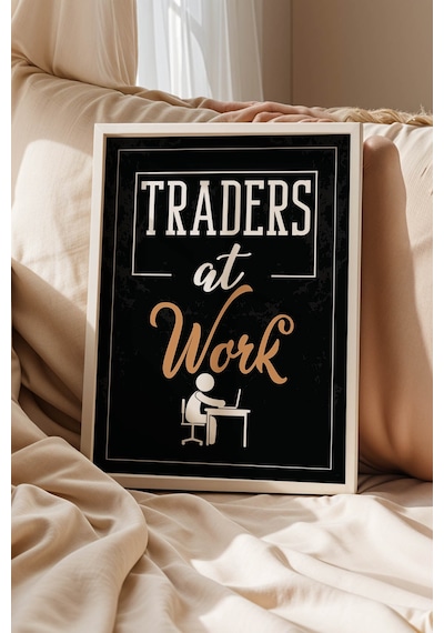 Traders At Work Motivasyon Temalı Çerçeveli Tablo Finans Ve Yatırım Serisi Ofis Duvar Dekoru Beyaz