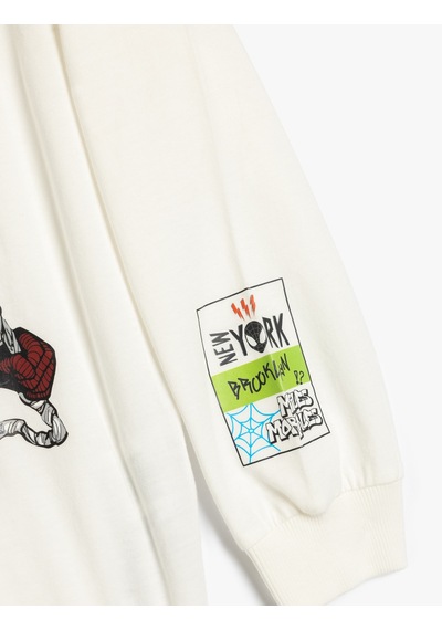 Koton Örümcek Adam Sweatshirt Baskılı Lisanslı Uzun Kollu Pamuklu Ekru 5wkb10462tk Ekru