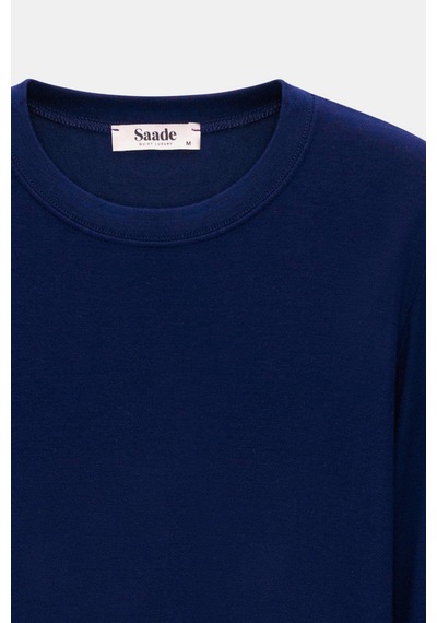 Saade Sââde Kadın Bisiklet Yaka Parmak Geçmeli Uzun Kollu Body/bluz Lacivert
