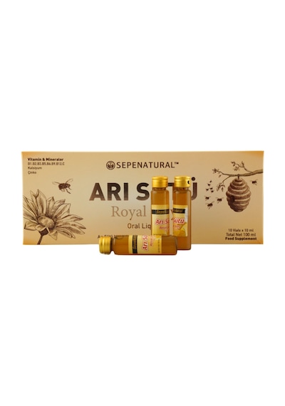 Sepe Natural Arı Sütü Kalsiyum Çinko Folik Asit C ve B Vitamin Kompleks Su Bazlı Şurup 10 Ampul x 10 ML