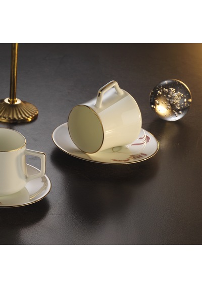 Evaliza Nostalji Çiçek Double 6 Kişilik Kahve Fincan Takımı 130 Ml Çok Renkli