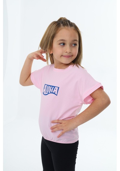 Toontoy Kids Toontoy Kız Çocuk Aloha Baskılı Tişört Açık Pembe